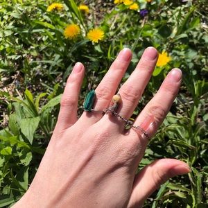 Wire Multi Colored Wrapped Crystal Rings Size 7US